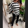 Swobodna bluza w szerokie paski w kolorze śmietankowo-czarnym